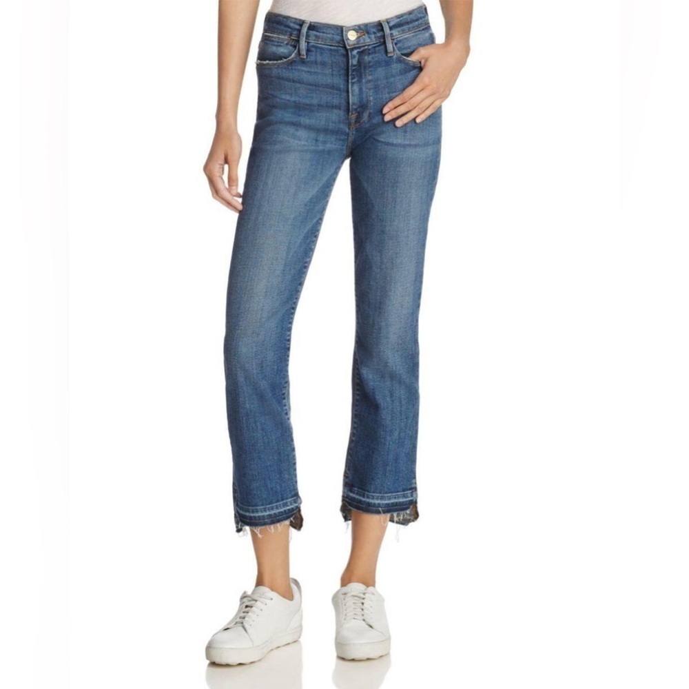 NWOT Frame Le High Straight Raw Hem Jeans in Foster Wash Size 26
